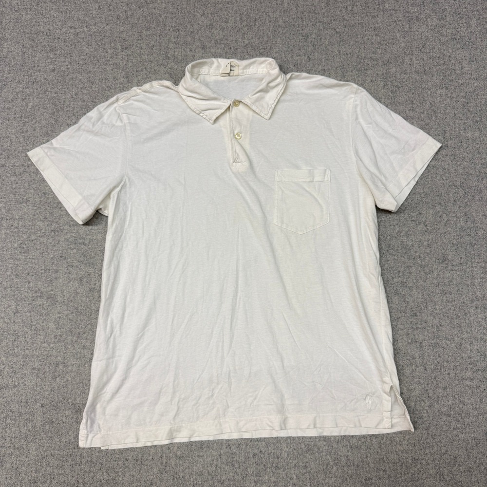 Polo Ralph Lauren Shirt Mens Medium White Cotton Jersey Pocket Short Sleeve Pony